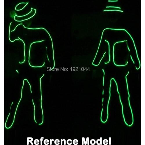 YEAHUI New Brand Design EL Wire Suits Glowing Fashion Talent Show Favors Luminous Costumes DIY EL Clothes