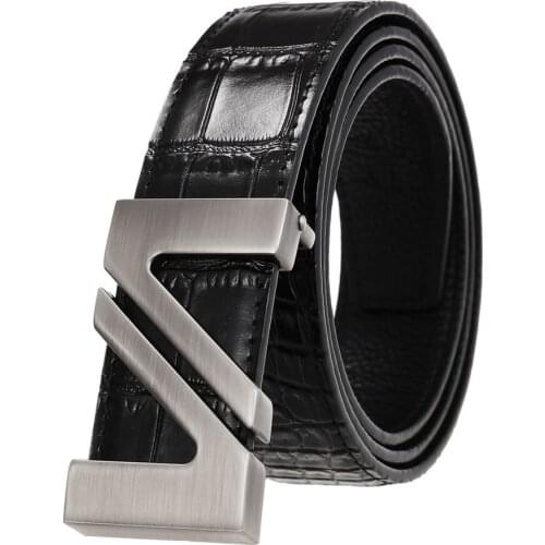 Leather Belts for Men Luxury Strape Male Plate Buckle Fancy Vintage Jeans Width:3.4cm Length:110-125cm