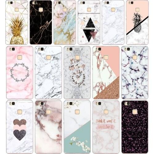 58AA pink white blue marble Soft TPU Case Cover For Huawei P8 P9 Lite 2017 Mate 10 20 Lite