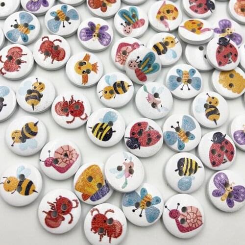 New 30/50/100Pcs 15mm animals Wood Buttons Sewing Kids Craft Mix Lots Scrapbooking WB696