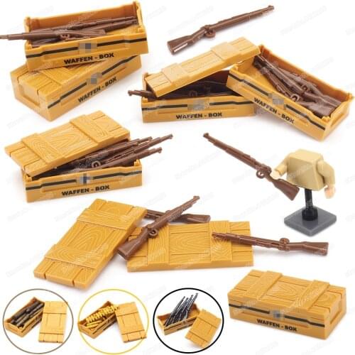 German Military Army Weapons Gun Box Building Block Moc Soldier Figures WW2 Equipment Model Child Christmas Gift Boy Creator Toy