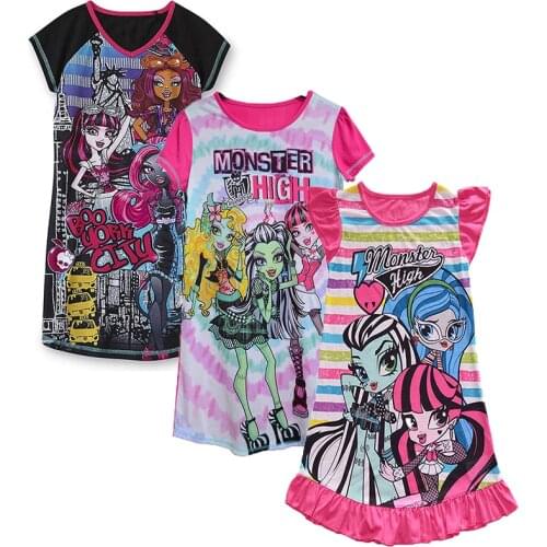 Fadket new girl dress monster school dress children Kids casual design girls nightgown cartoon