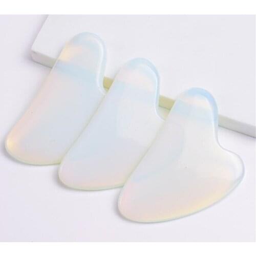 New 50pcs/lot Blue Gua Sha Massage Tool Real Natural opal Jade Stone Heart Shape for Scraping Facial and Body Skin SPA Helps
