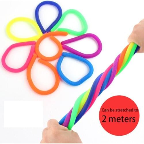 New TPR Elastic Noodles Stress Relief Toys Soft Anti Stress Rope Toys Child Adult Decompression Rubber Sausage Elastic Rope Toys