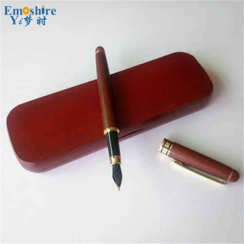 Advertising Natural Creative Statoinery Wood Fountain Pen with Wooden Pencil Case Suit for Students Birthday Gifts P058