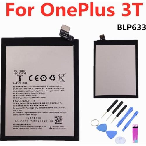 Original BLP633 Replacement Battery For OnePlus 3T A3010 1+ 3T Mobile Phone Battery 3400mAh High Quality + Tools