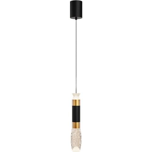 Modern Fashion Black/Gold Metal Crystal LED Drop Lamp Bedside Bar Foyer Creative Simple Suspension Light 2072