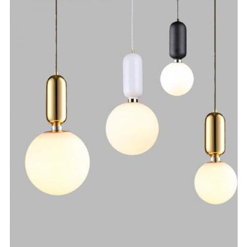 Modern Dining Hallway Chandelier Corridor Led Lamp Nordic Simple Bar Lighting E27 Bedside Single Glass Ball Dining Light