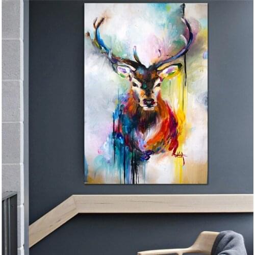 Vertical Colorful Elk Animal Canvas Painting Modern Bedroom Wall Decoration Canvas Prints No frame Dropshipping Home Decor Art