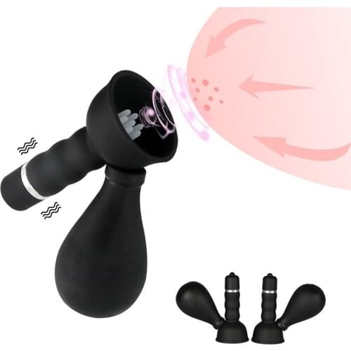 1 Pair Nipple Sucker Vibrator Breast Enlargement Vibrating Brush Sex Toys for Women Clitoris Stimulator Silicone Vibrator