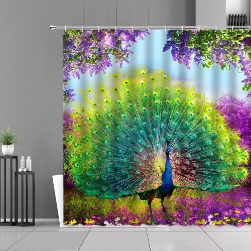 Chinese Bird Peacocks Shower Curtains Dream Feather Pattern Baths Curtain Waterproof Bath Screen Home Bathroom Decor Wall Cloth