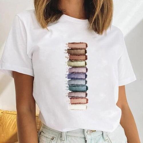 Women Make Up Beauty Travel Beach Casual Female Short Sleeve Cartoon Clothes Tops Print Cute Ladies Tees Tshirt Graphic T-Shirt
