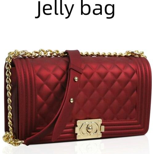 High quality New 2021 Color Women Purses Chain Matte Frosted Lock Jelly Handbags Crossbody Bags Lock lock rhombic bag