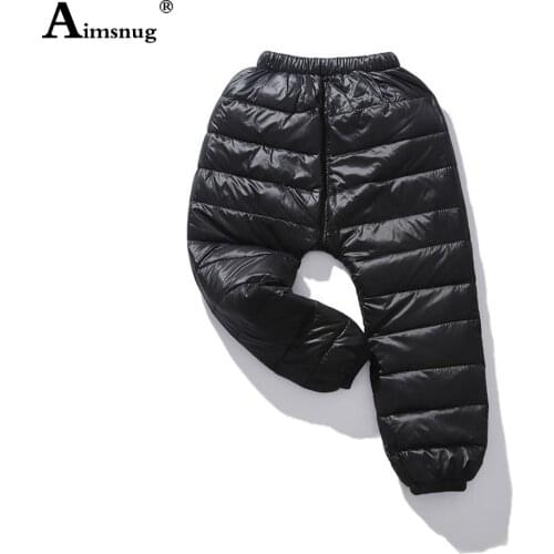 Unisex Boys Girls Winter Down Pants Slim Bottom Streetwear Children Fashion Pleated Trousers 2021 Casual Pantalon Kids Clothing