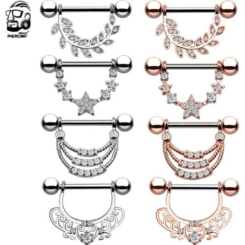 1Pair Hot Sale 4 Style Nipple Ring Piercing Jewelry Punk Rose Gold Color 316L Stainless Steel Nipple Cover Body Jewelry For Gift