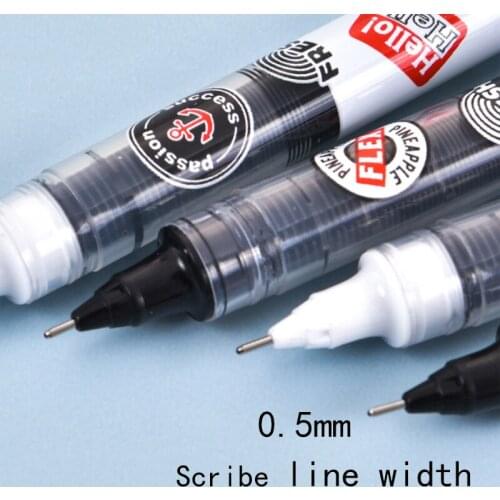 12Pcs Ouyang Nana Same 6Pcs Syle Straight Liquid Rollerball Pen 0.5 Black Quick-Drying Student Full Syringe Signature Gel Pen