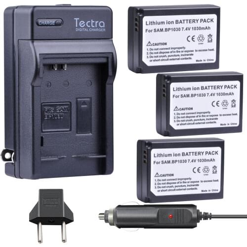 3pcs BP1030 BP 1030 BP-1030 Battery +Car Charger for Samsung NX1100 NX-300M NX300 NX500 NX1000 NX200 NX210 Batteries 1x EU plug