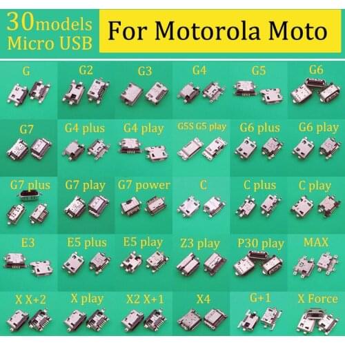30models Micro USB Charging Connector Socket Port For Motorola Moto G G2 G3 G4 G5 G6 G7 G5S C E3 E5 Z3 P30 Play Plus MAX X X2
