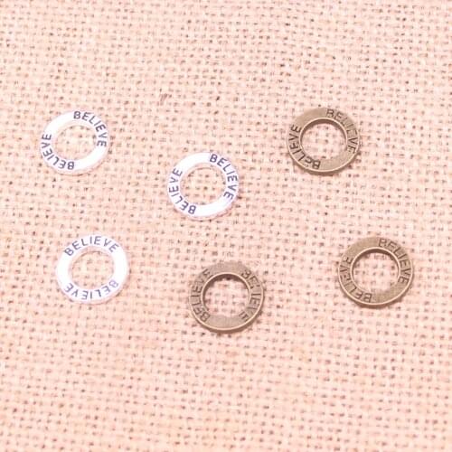 30pcs Antique Bronze Plated believe circle Charms Pendant Zinc Alloy Vintage Jewelry Findings Accessories Parts 14mm