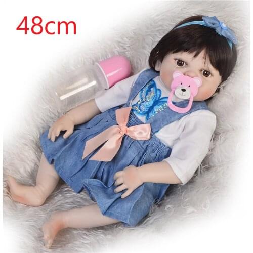 48cm Full silicone Vinyl newborn Toddler Babies Dolls modeling girl baby Birthday Gift Present Child Play House Toy bonecas