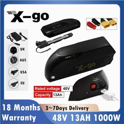 X-go 48V Battery Pack 12Ah Silver Fish Electric Bicycle Battery Pack 18650 E-bike Lithium Charger Batteries Cradle 4 Port