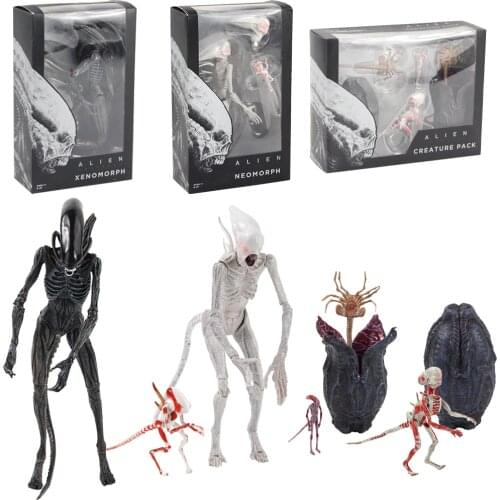 Aliens VS Predaors Action Figure Neomorph Xenomorph Facehugger Chestburster Eggs Creature Pack Takayuki Takeya AVP Model Toys