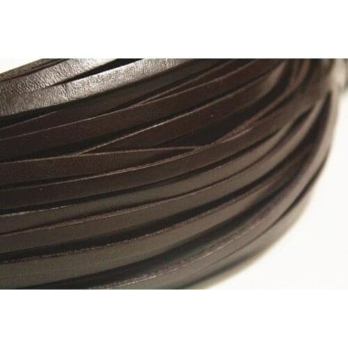Free shipping 100meters 5mm Dark Brown Real Flat Leather Cord Bracelet Genuine Leather Cord, Jewerly Leather String Cord