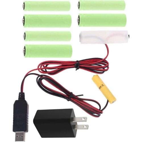 US Plug Power Supply USB Adapter 2in1 AA+AAA Battery Eliminator Replace 1.5V 3V 4.5V 6V AA AAA Battery for LED Light Toy