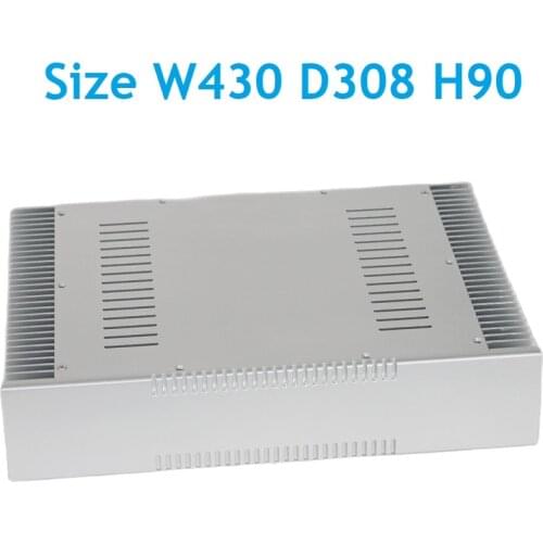 New Size W430 D308 H90 Full Aluminum Rear Chassis DIY Power Headphone Amplifier Supply Box Enclosure DAC Class A Case
