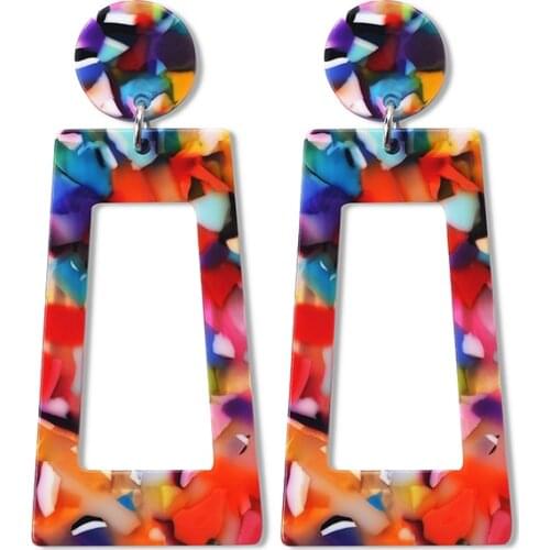 Black White Grey Blue Leopard Pink Red Print Round Trapezoid Geometry Alloy Women Dangle Drop Earrings Cellulose Acetate Sheet