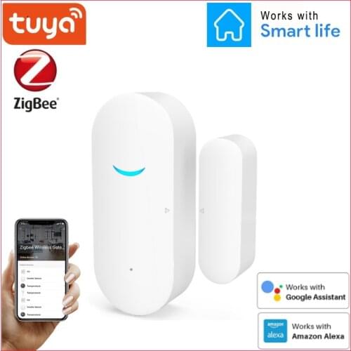 Tuya Smart ZigBee Window Door Sensor Gate Detector Security Alarm System Smart Life App Work With Zigbee Hub Alexa Google Home