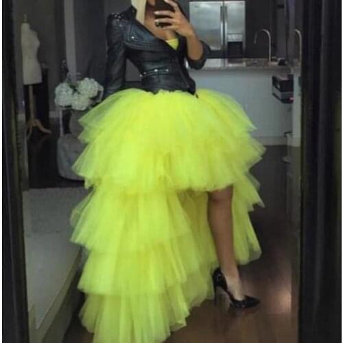 Cheap Tulle Skirts Tutu Length Hi Low Cute Woman Tulle Skirt For Wedding Saias Longa