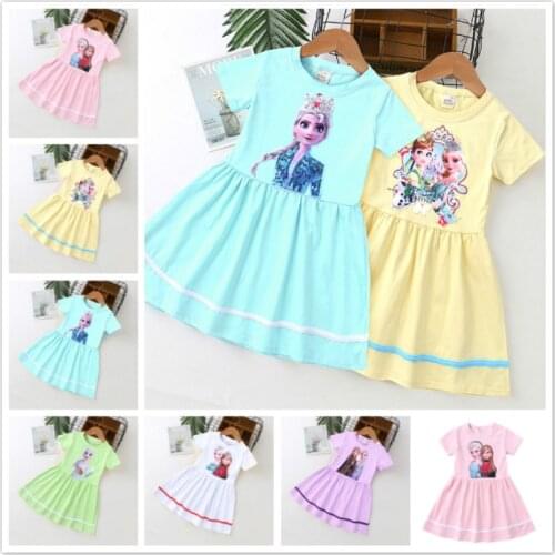 Girls Dress Summer Baby Children Kids Girls Clothes Frozen Anna Elsa Princess Christmas Short Sleeve Dresses Vestidos Infantil