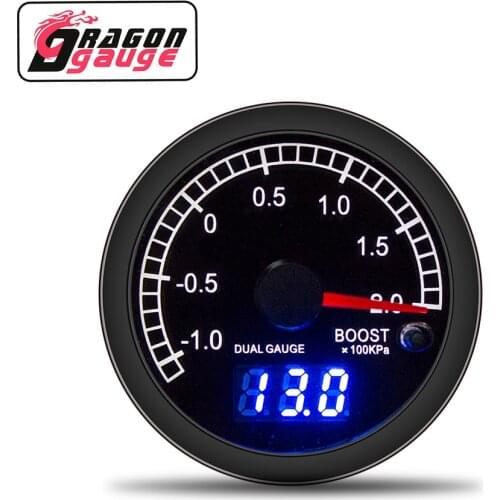 「DRAGON」 60mm Boost Guage Pointer Digital Display -1~2×100KPa Boost Sensor With Gauge Rack High-end Car Gauge Fit for 12V Car