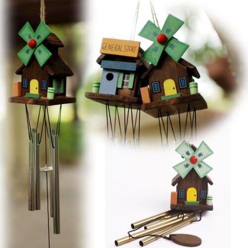 Hot Sale Wooden House Lucky Wind Chimes For Gift 4 Metal Tube Home Yard Garden Outdoor Living DIY Creative Decor