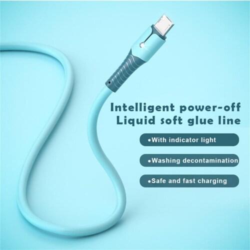 Micro USB Liquid Silicone Data Cable With Light 3A Fast Charger Cable For Android Phone 1m/50cm 5 Color Universal Phone Charging