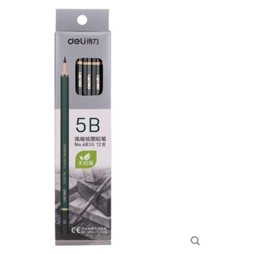 Deli 6838 5B Advanced Drawing Pencil / Sketch Drawing / Hexagonal Pen Holder/Engineering Drawing 12 Pieces / Box