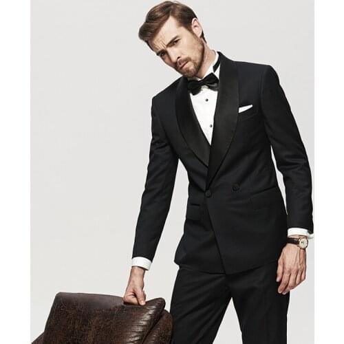 Handsome Groomsmen Shawl Lapel Groom Tuxedos Mens Wedding Dress Man Jacket Blazer Prom Dinner (Jacket+Pants+Tie) 006