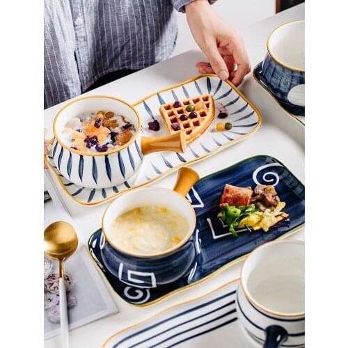 Creative breakfast tray set net HongCan plate one food lovers Japanese ceramics tableware portfolio reduced fat dinner plate