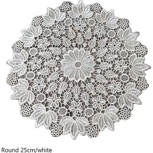 HOT Lace Round white Embroidery table place mat wedding pad Cloth drink placemat cup mug dinner tea coaster glass doily kitchen