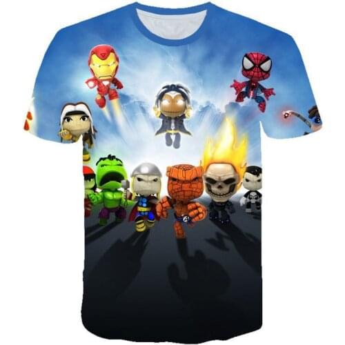 Summer Kids T-Shirt Marvel The Avengers 3D Printing Short-sleeved Disney Cartoon Clothes Tops Girls Boys Children Tees