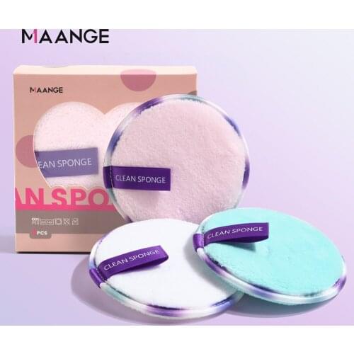 MAANGE 3PCS Makeup Remover Puff Facial Wash Puff Double Sided Flapping Reusable Wet Makeup Sponge Beauty Make Up Remover Tools