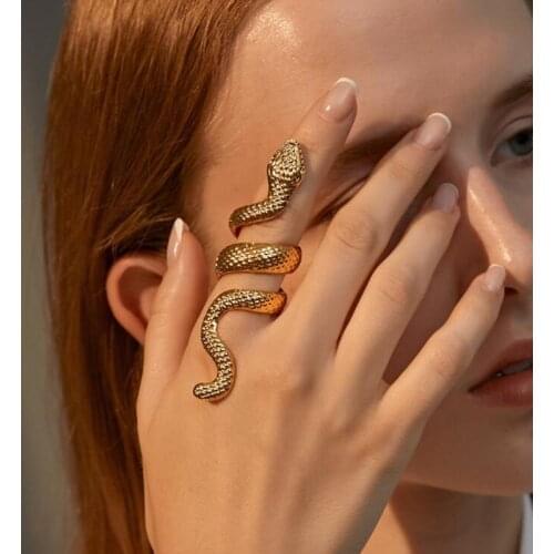 Timlee R018 Europe And America Retro Punk Style Animal Snake Metal Finger Rings Fashion Accessories Wholesale