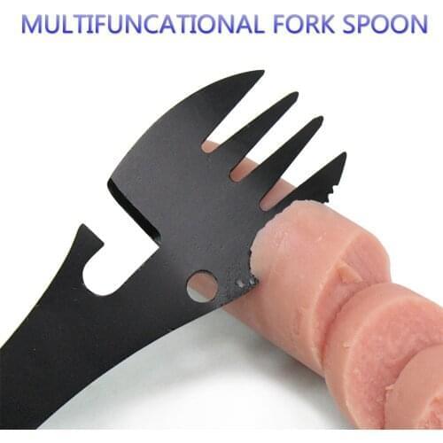 Fruit Vegetables Fork Stainless Steel Multifunctional Fork Spoon Bottle Opener Knife Can Opener Five In One Cutlery