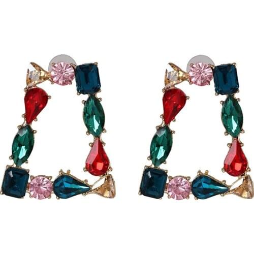 Koean Fashion Simple Geometric Square Drop Earrings Women Luxury Crystal Earrings Girls Indian Statement ZA Earring Jewelry 2020