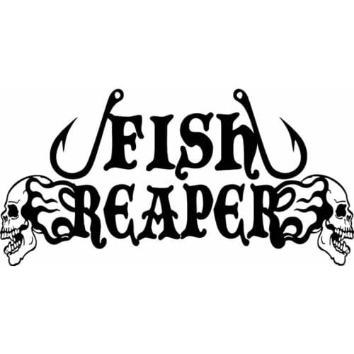 Fishing Sticker Car Skull Fish Reaper Decal Angling Hooks Tackle Shop Posters Vinyl Wall Decals Hunter Decor Mural Sticker