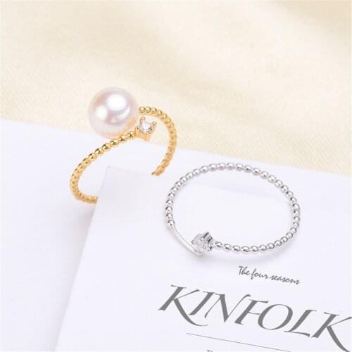 Real Silver S925 Plated Ring Empty Care DIY Accessories Pearl Ring Adjustable Set Semi-finished Products Woman Ring Wholesale