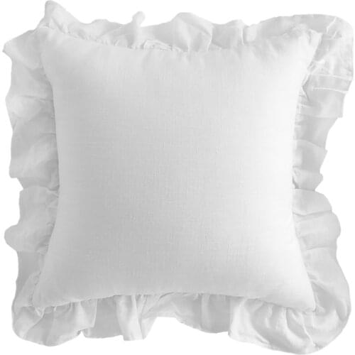 1Pcs Elegant Jacquard White Cotton Pillow Case Cushion Cover Flounce Pillowcase Stringy Selvedge Pillow Cover