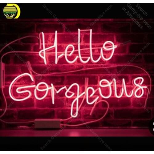 Neon Sign for Hello Gorgeous neon Light Sign Decor hotel Store Display Handcrafted Arcade Art Neon Lamps advertise restaurant