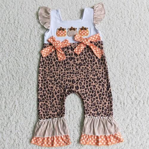 New Fashion Kids Designer Clothes Girls Dresses Toddler Baby Romper Pumpkin Embroidery Boutique Baby Girl Halloween Dress Romper